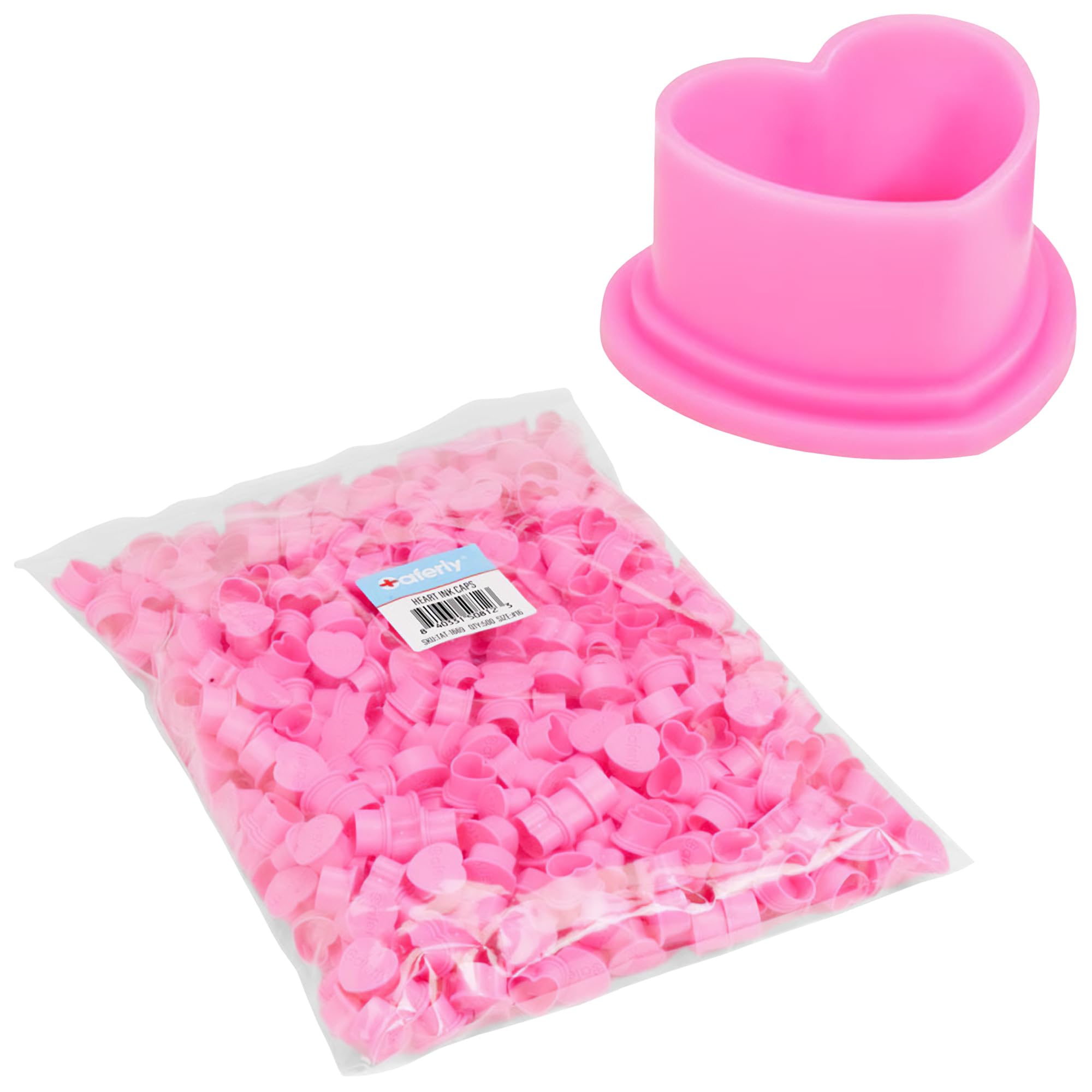 Saferly Heart Large Pink Tattoo Ink Caps Base Attached - 500pcs