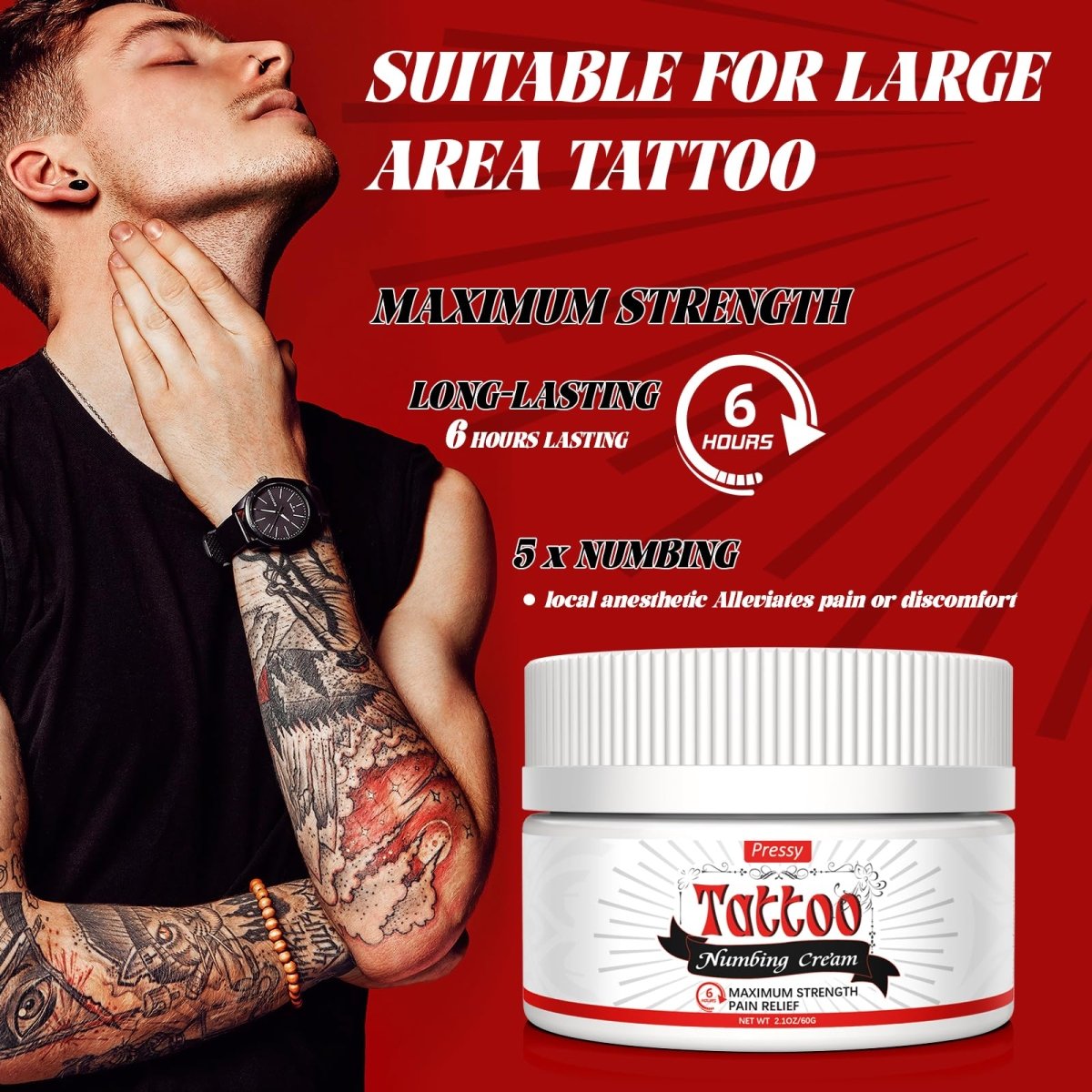 Tattoo Numbing Cream By Pressy - 2 oz.