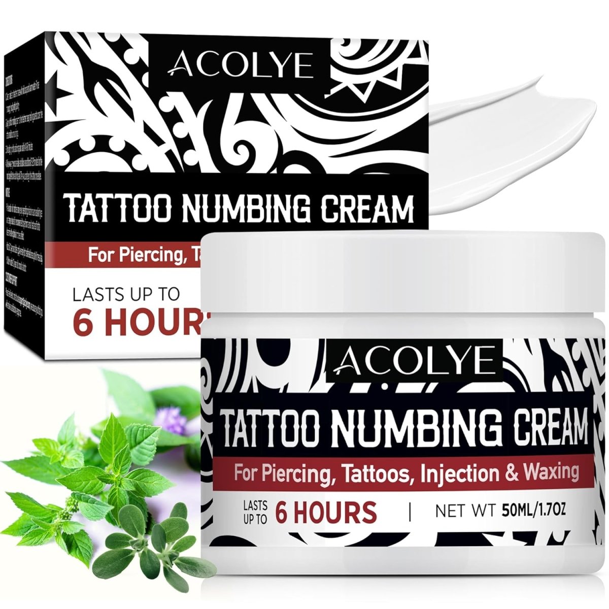 Acolye Extra Strength Tattoo Numbing Cream - 6hr Relief, 50ml/1.7oz