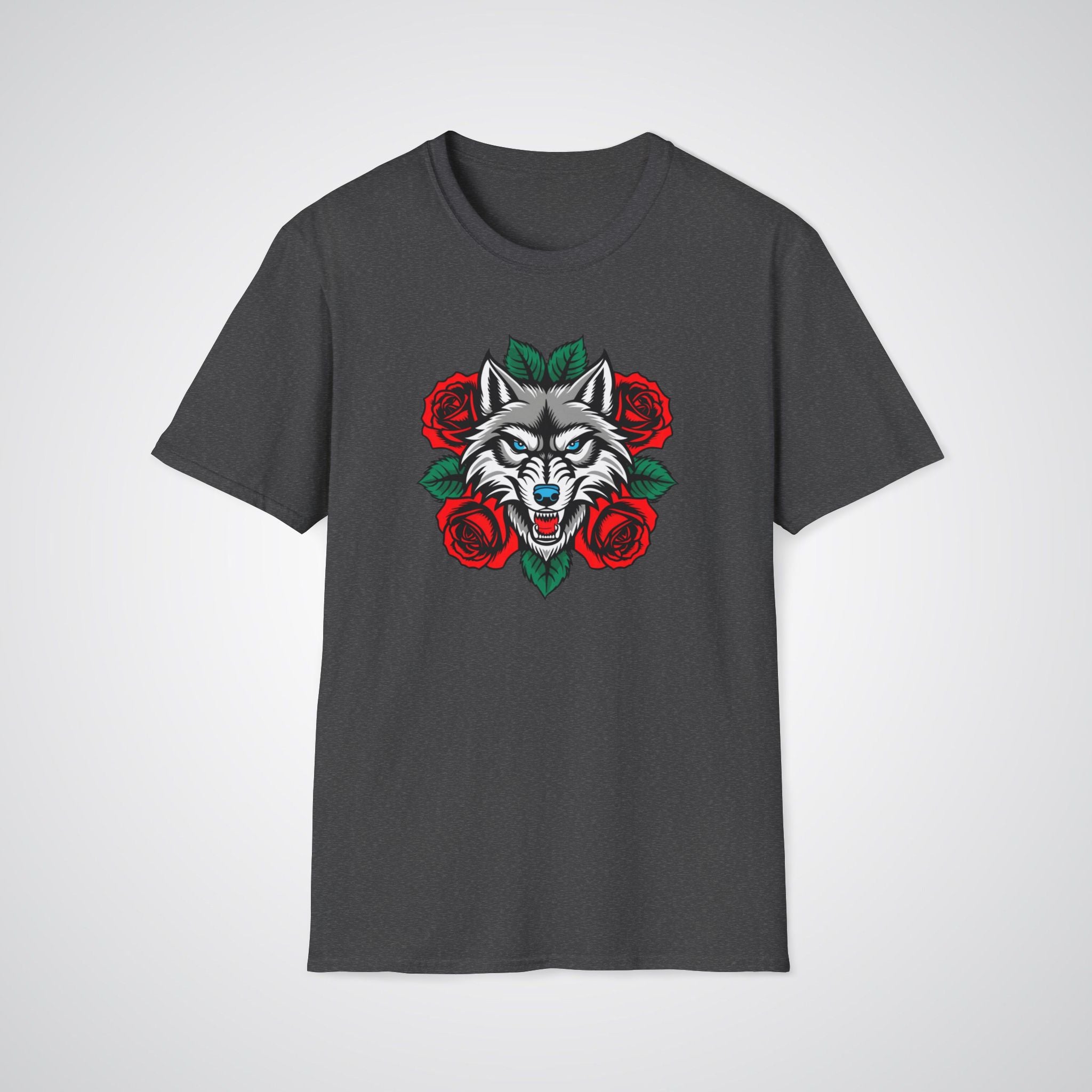 Wolf in Roses Neo-Traditional Tattoo Unisex T-Shirt