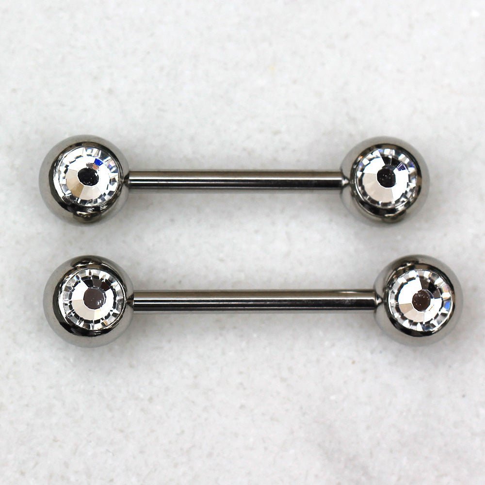 Steel CZ Ball Nipple Bar 14GA