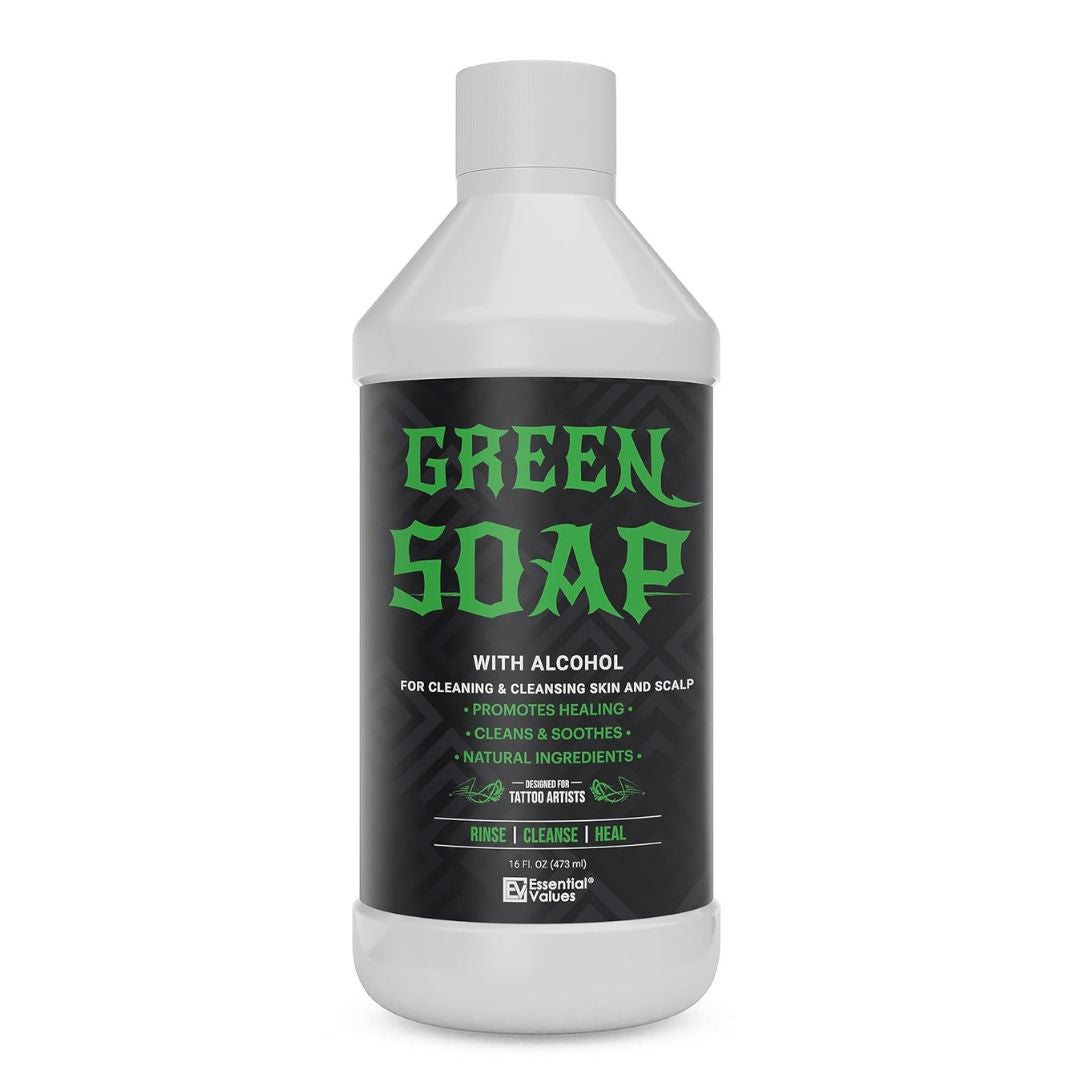 Essential Values 16oz Natural Green Soap - Gentle Tattoo Cleanser