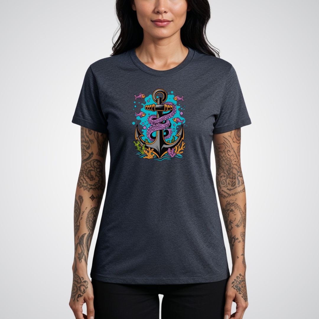 Anchor with Sea Creatures Neo - Traditional Tattoo Unisex T-Shirt - Tattoo Unleashed