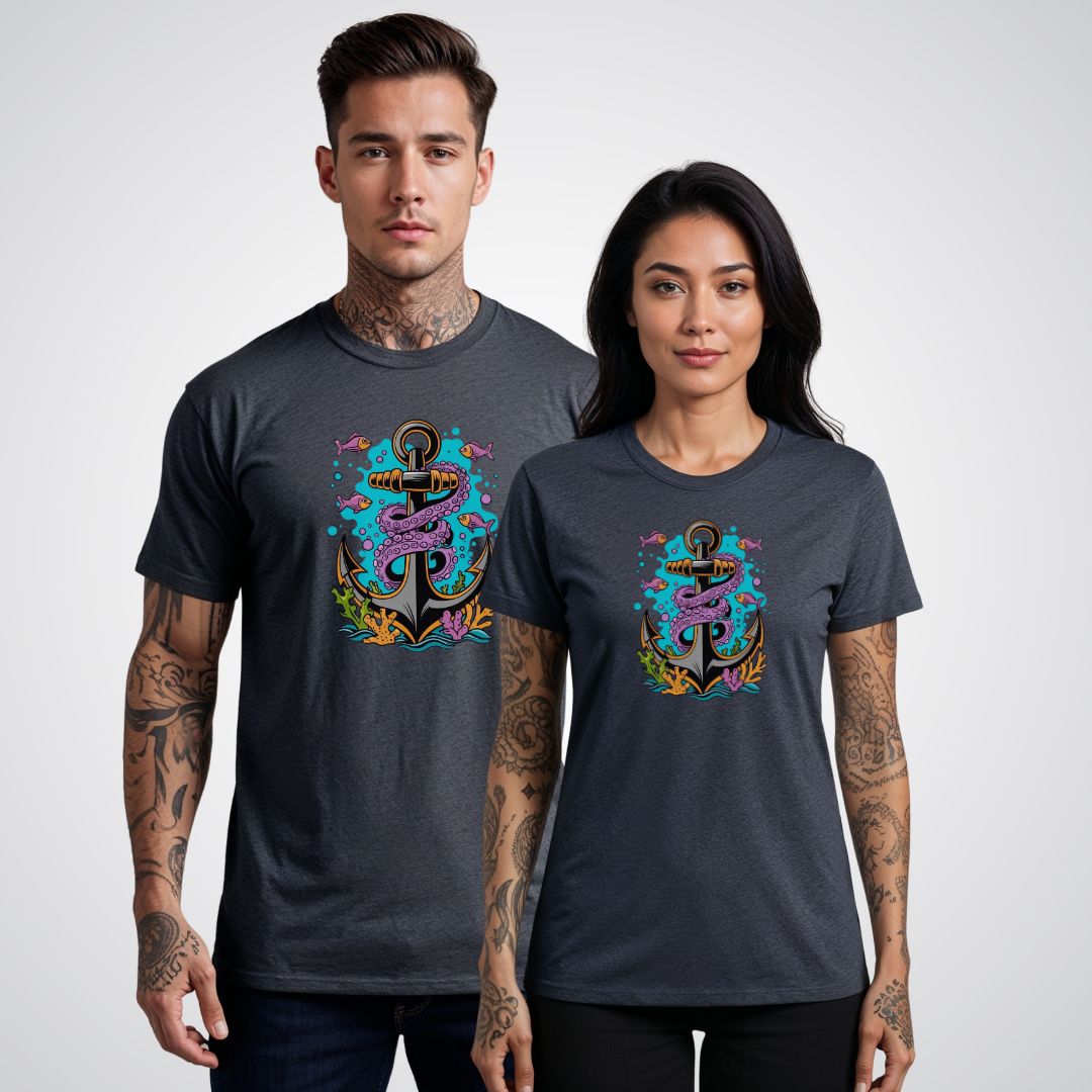 Anchor with Sea Creatures Neo - Traditional Tattoo Unisex T-Shirt - Tattoo Unleashed