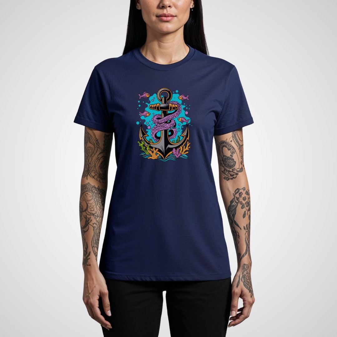 Anchor with Sea Creatures Neo - Traditional Tattoo Unisex T-Shirt - Tattoo Unleashed