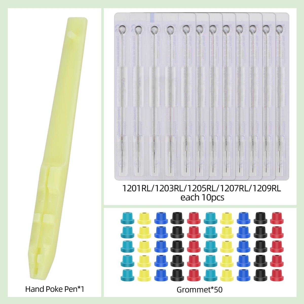 Atomus Hand Poke Tattoo Kit - Green - Tattoo Unleashed