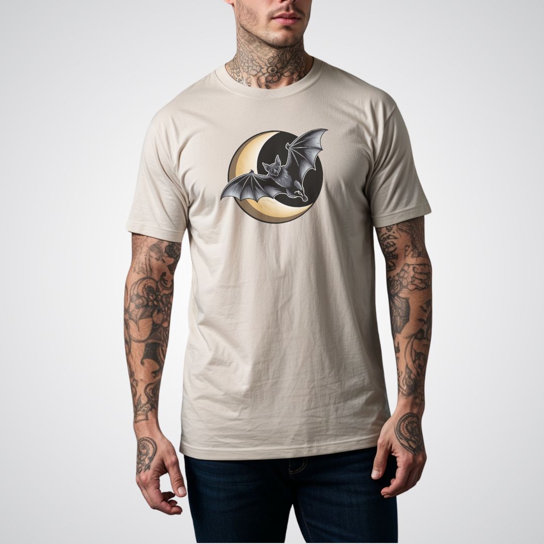 Bat with Crescent Moon Neo - Traditional Tattoo Unisex T-Shirt - Tattoo Unleashed