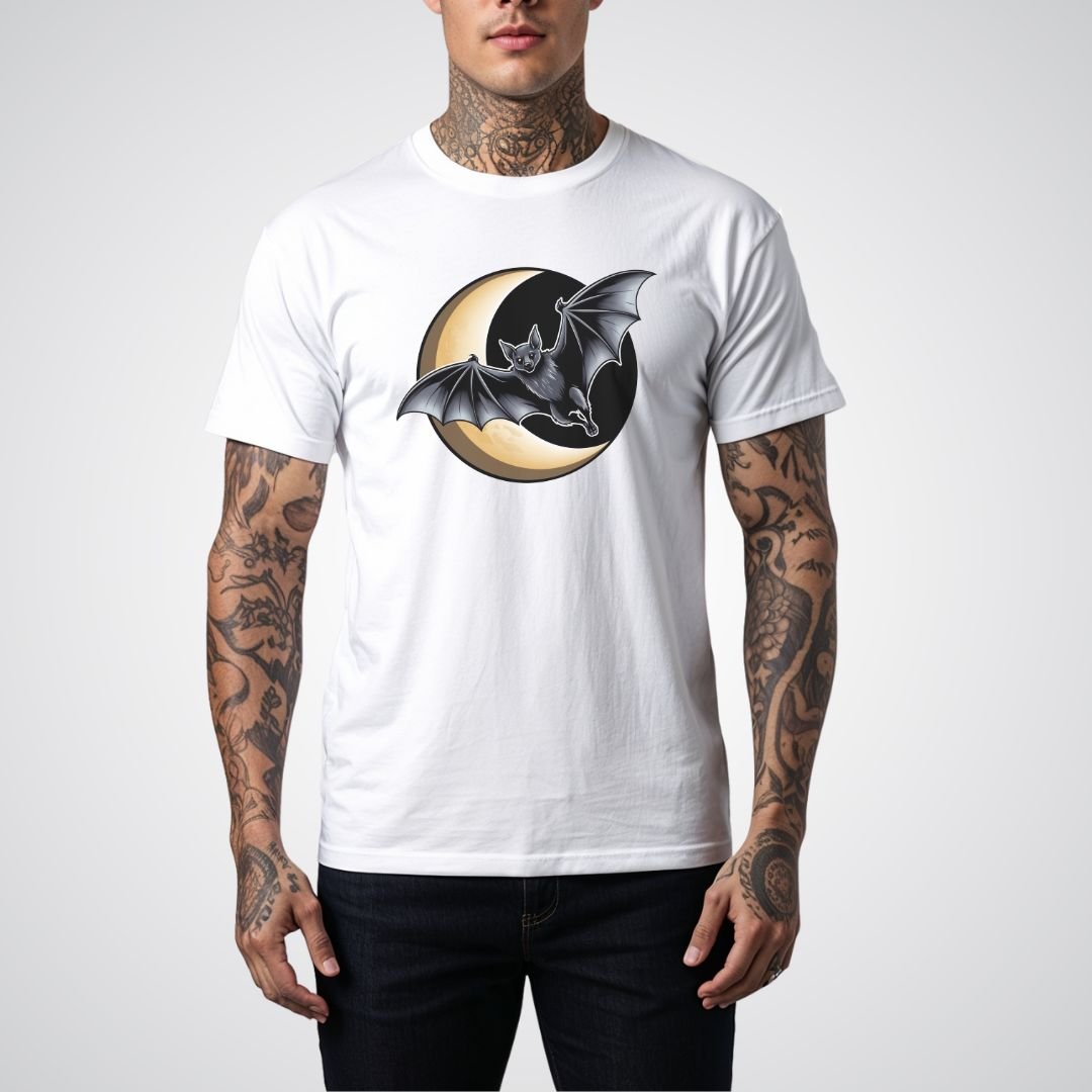 Bat with Crescent Moon Neo - Traditional Tattoo Unisex T-Shirt - Tattoo Unleashed