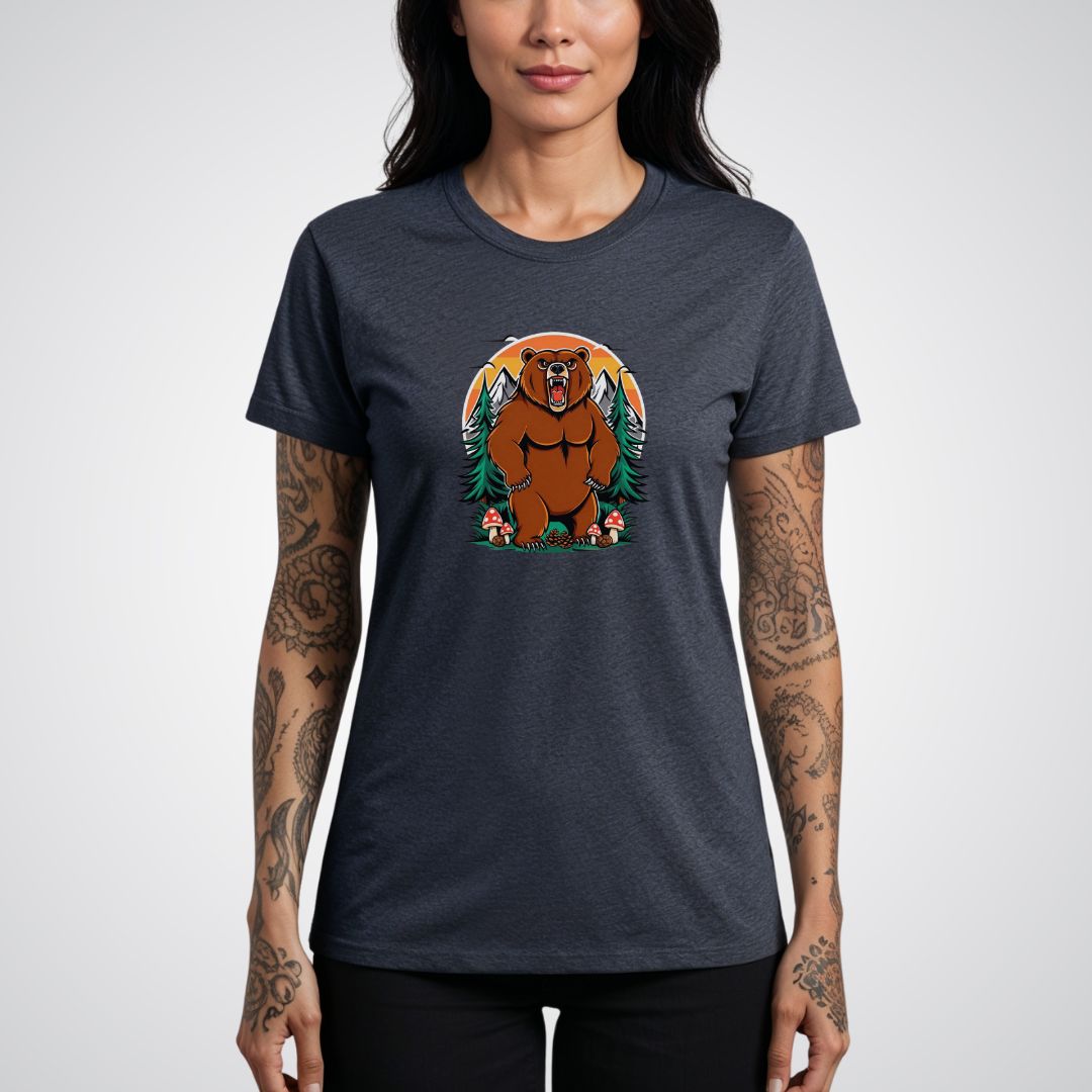 Bear with Forest Elements Neo - Traditional Tattoo Unisex T-Shirt - Tattoo Unleashed