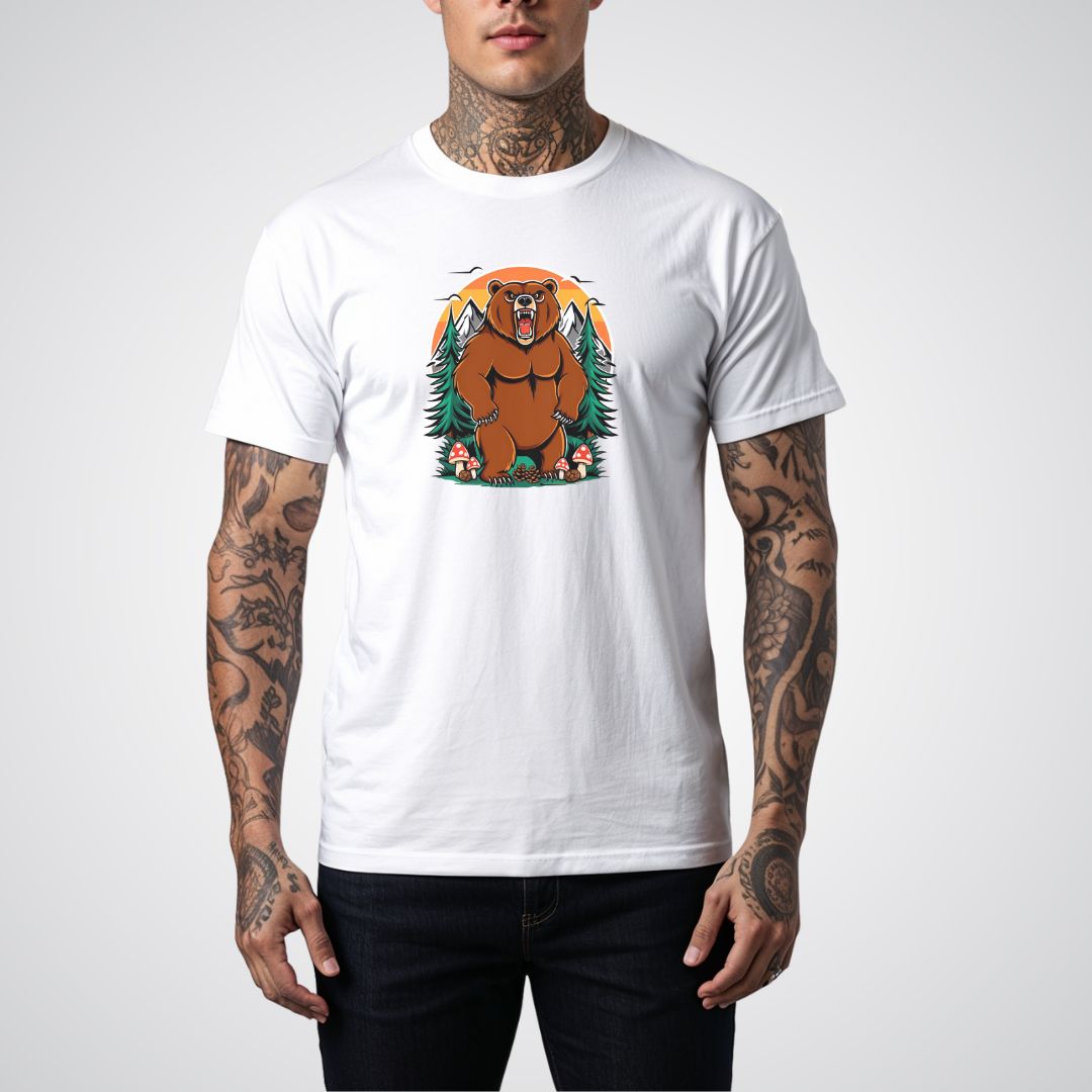 Bear with Forest Elements Neo - Traditional Tattoo Unisex T-Shirt - Tattoo Unleashed