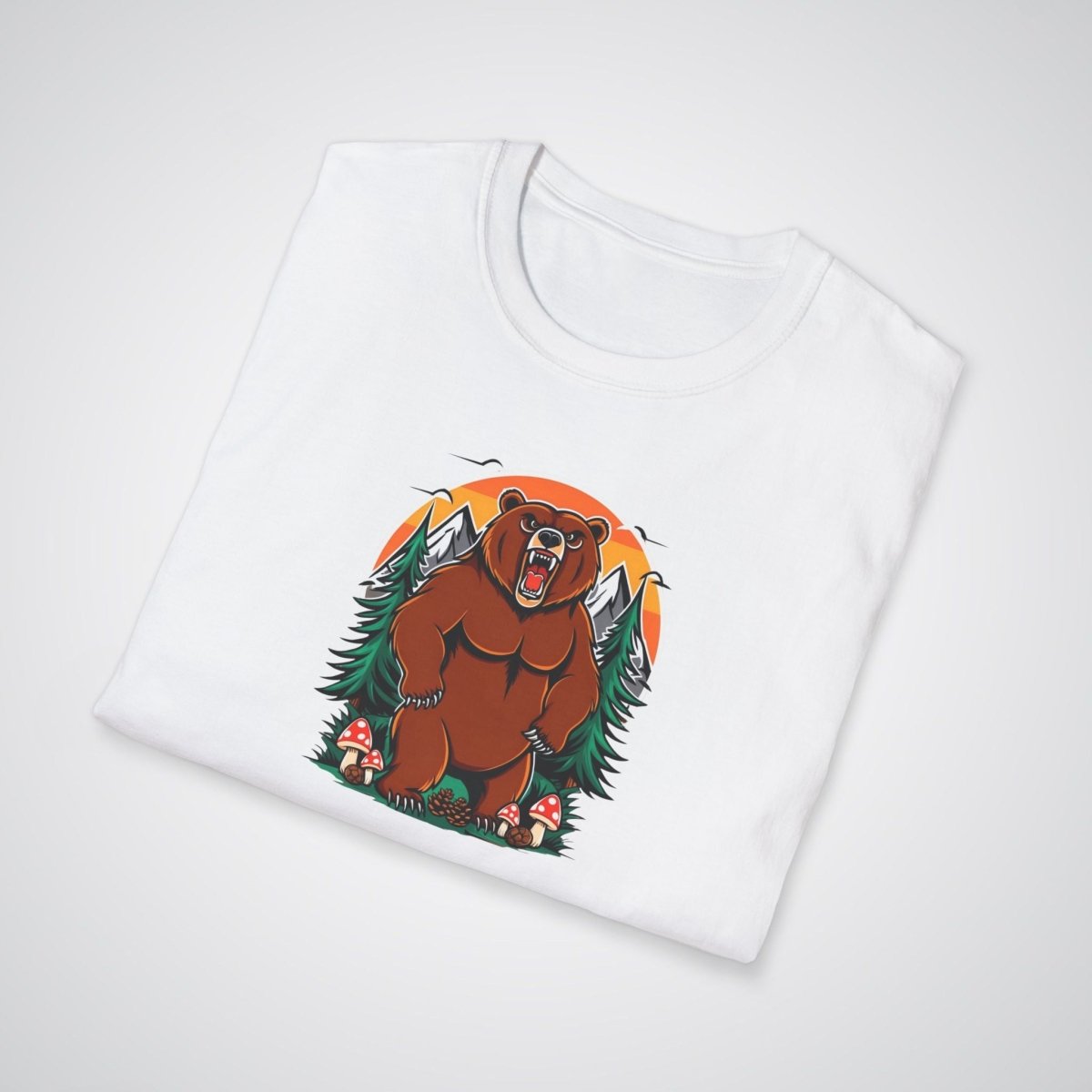 Bear with Forest Elements Neo - Traditional Tattoo Unisex T-Shirt - Tattoo Unleashed