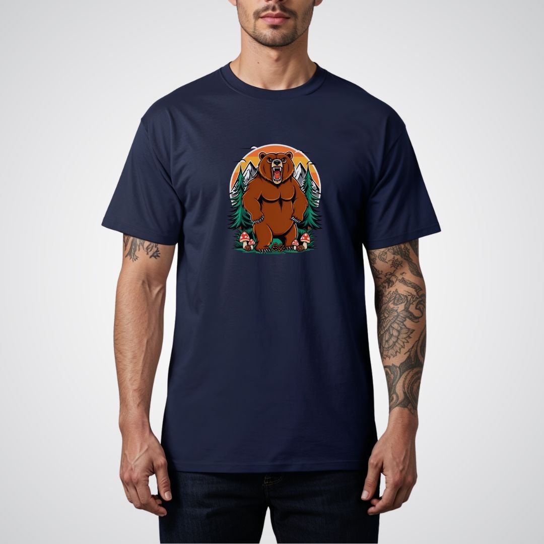 Bear with Forest Elements Neo - Traditional Tattoo Unisex T-Shirt - Tattoo Unleashed