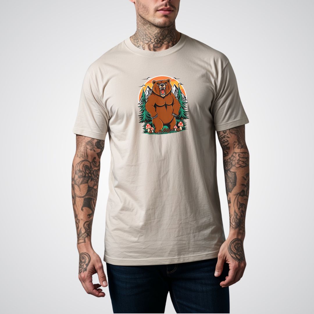 Bear with Forest Elements Neo - Traditional Tattoo Unisex T-Shirt - Tattoo Unleashed