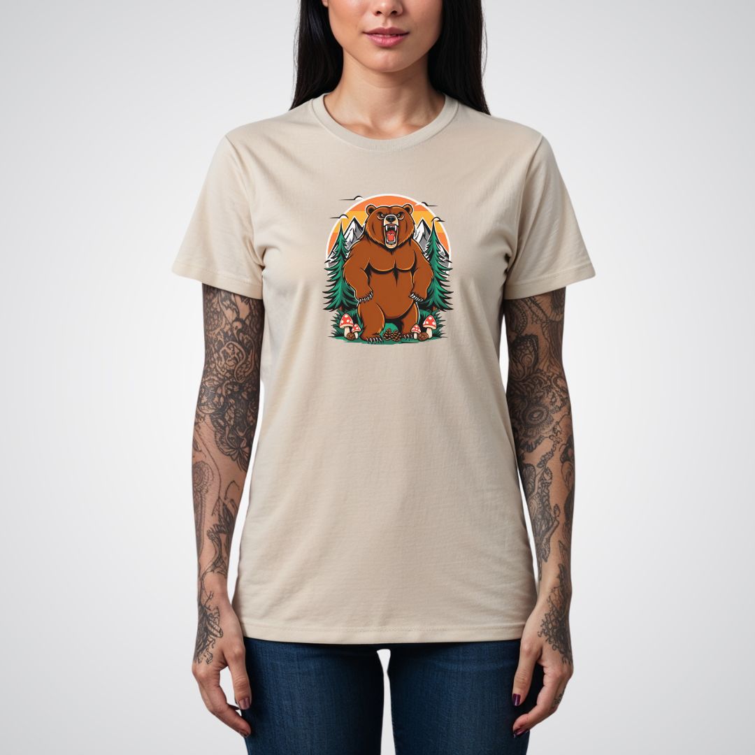 Bear with Forest Elements Neo - Traditional Tattoo Unisex T-Shirt - Tattoo Unleashed