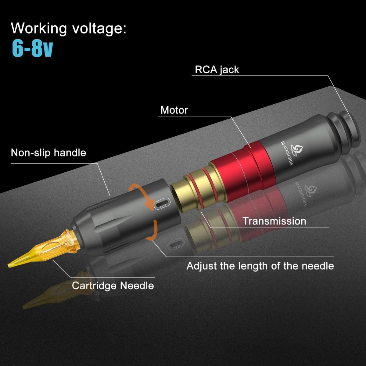 Blackbudda Tattoo Pen Machine Kit - Gray - Tattoo Unleashed