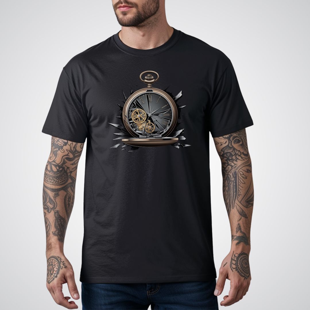 Broken Pocket Watch Realism Tattoo Unisex T-Shirt - Tattoo Unleashed