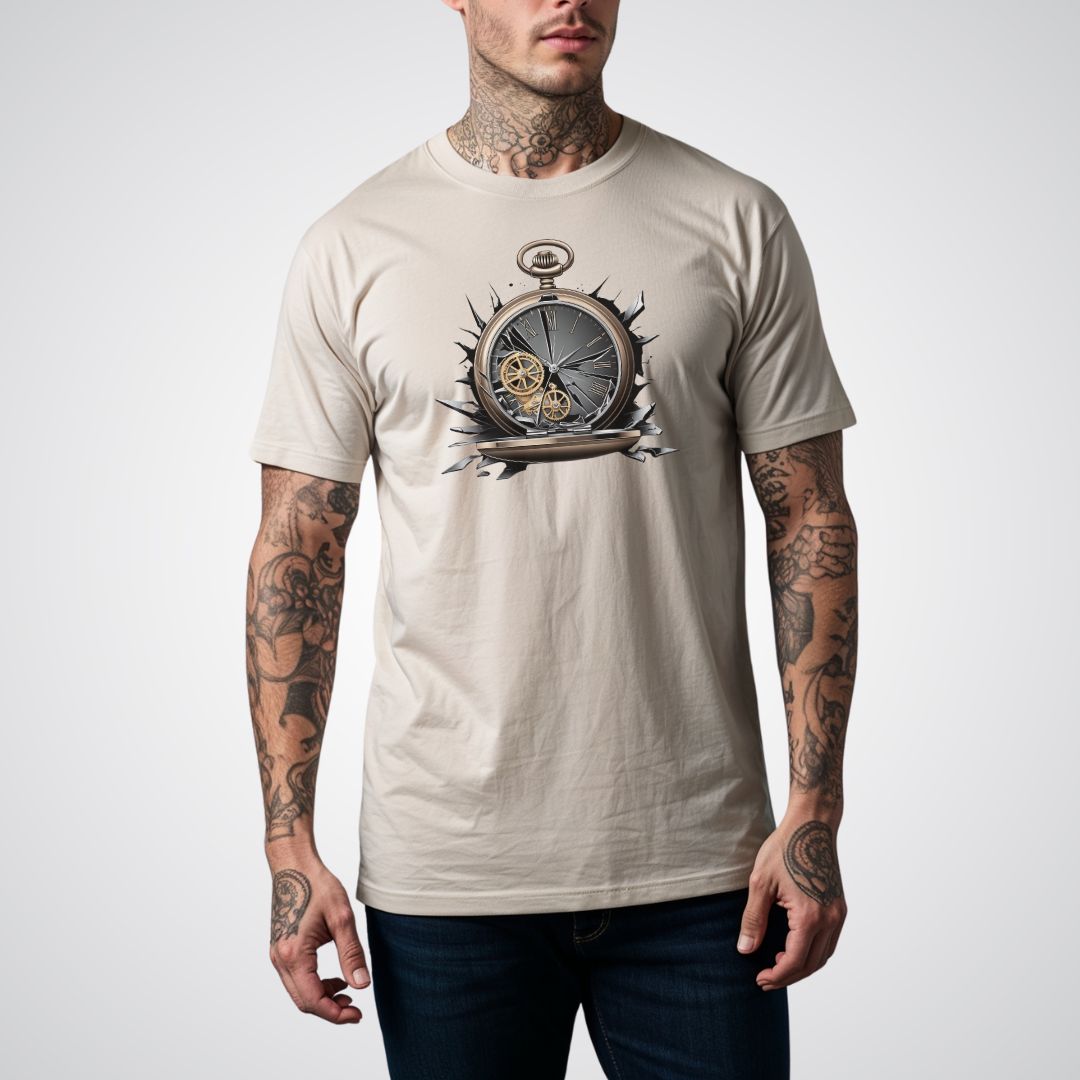 Broken Pocket Watch Realism Tattoo Unisex T-Shirt - Tattoo Unleashed