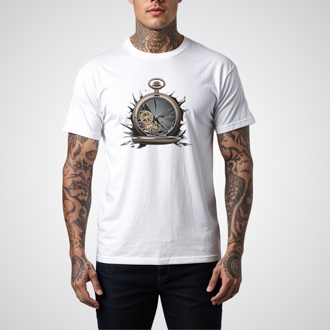 Broken Pocket Watch Realism Tattoo Unisex T-Shirt - Tattoo Unleashed