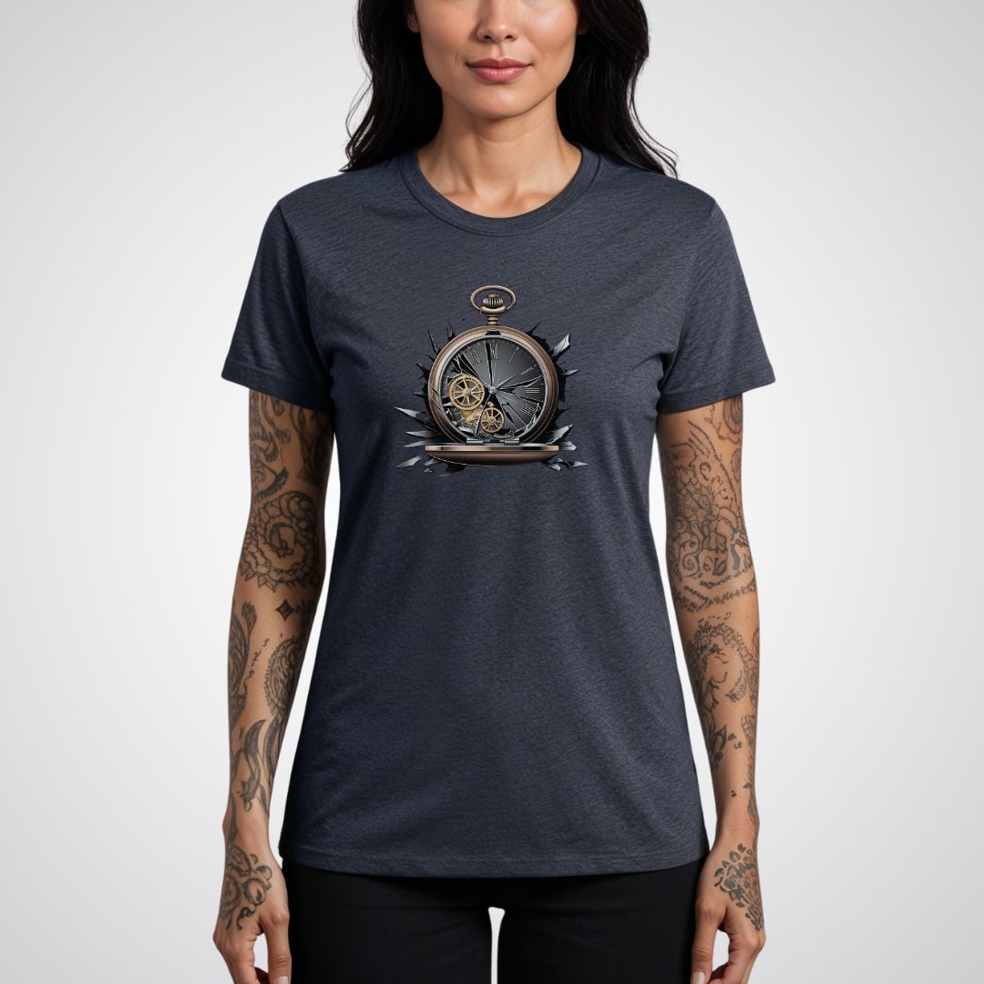 Broken Pocket Watch Realism Tattoo Unisex T-Shirt - Tattoo Unleashed