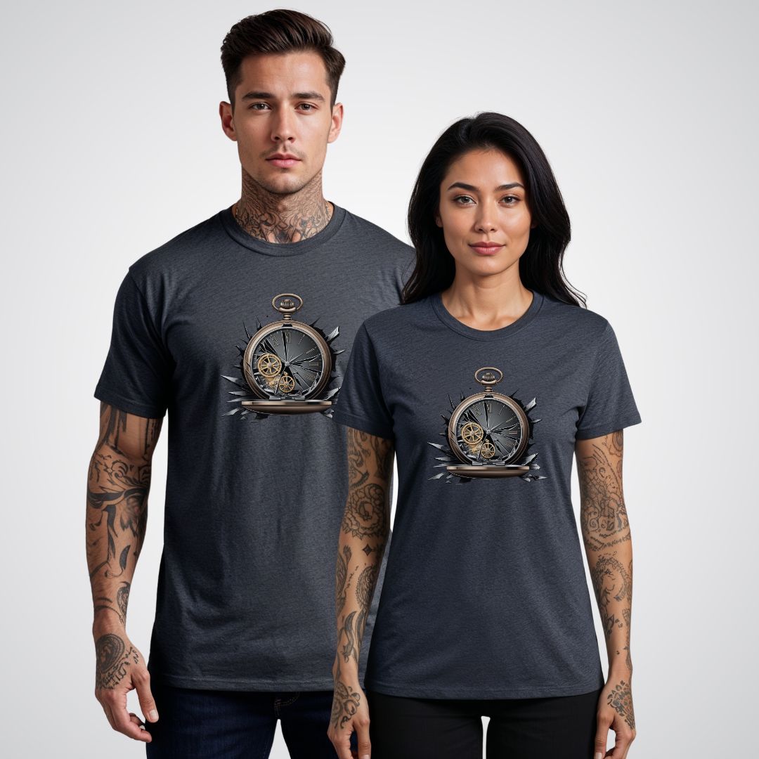 Broken Pocket Watch Realism Tattoo Unisex T-Shirt - Tattoo Unleashed