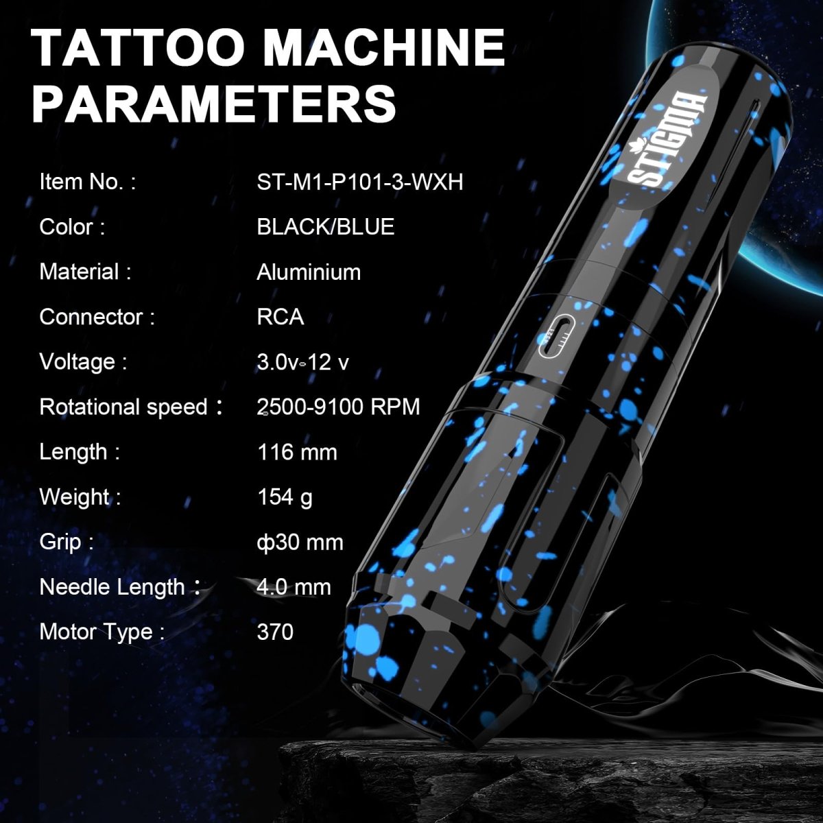 Camou Wireless Tattoo Pen Machine Kit By Stigma - Blue - Tattoo Unleashed