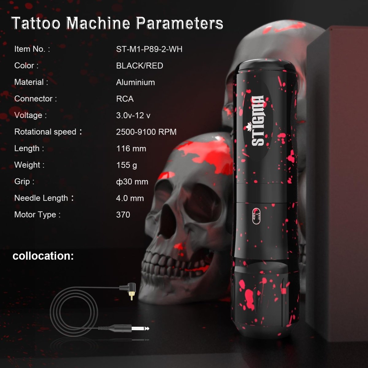 Camou Wireless Tattoo Pen Machine Kit By Stigma - Red - Tattoo Unleashed