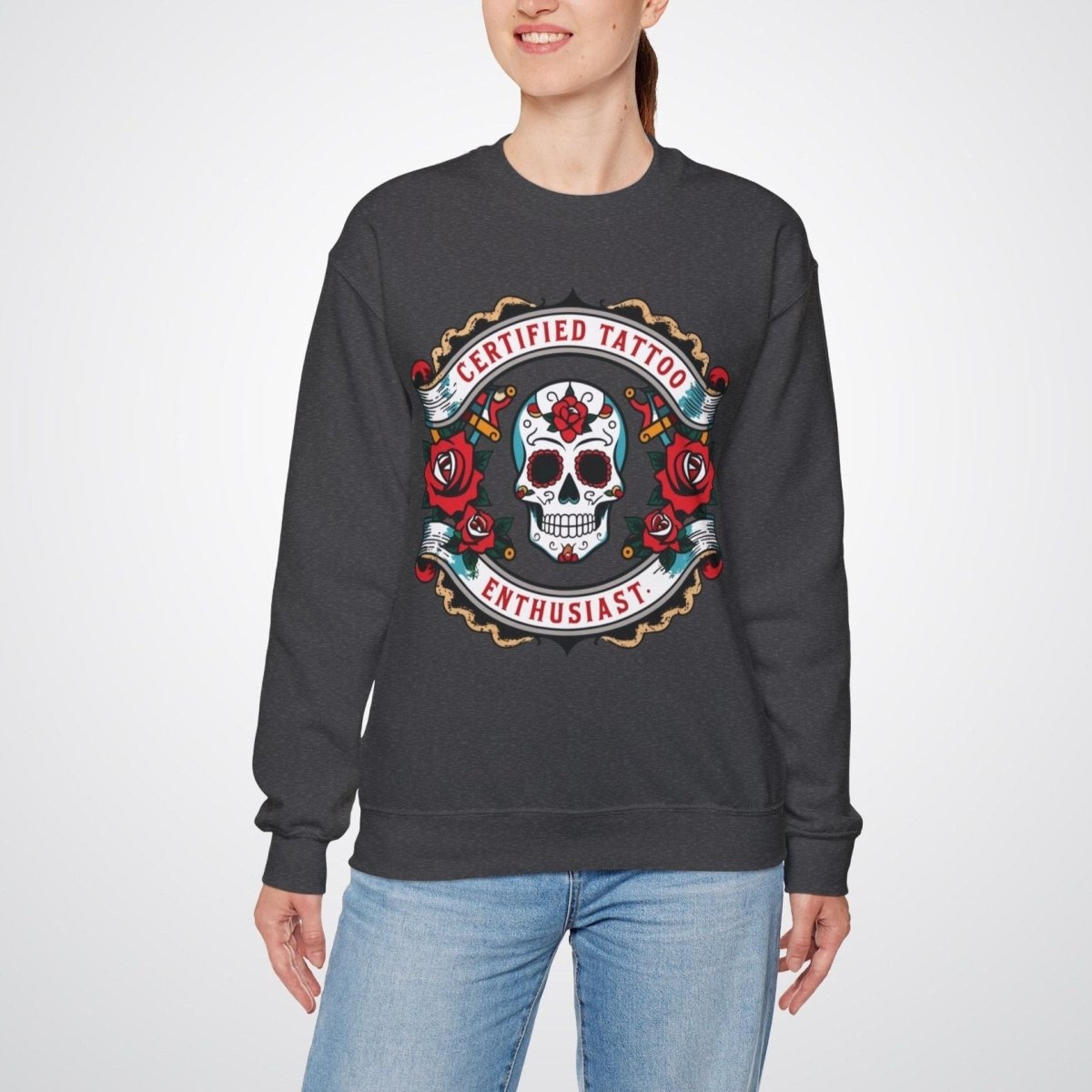 Certified Tattoo Enthusiast Unisex Crewneck Sweatshirt - Tattoo Unleashed