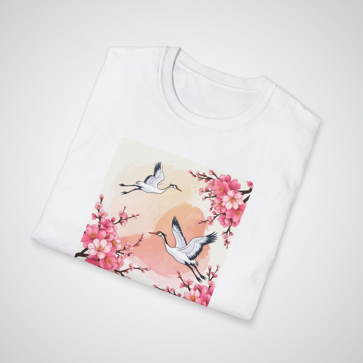 Cherry Blossoms with Cranes Japanese Tattoo Unisex T-Shirt - Tattoo Unleashed