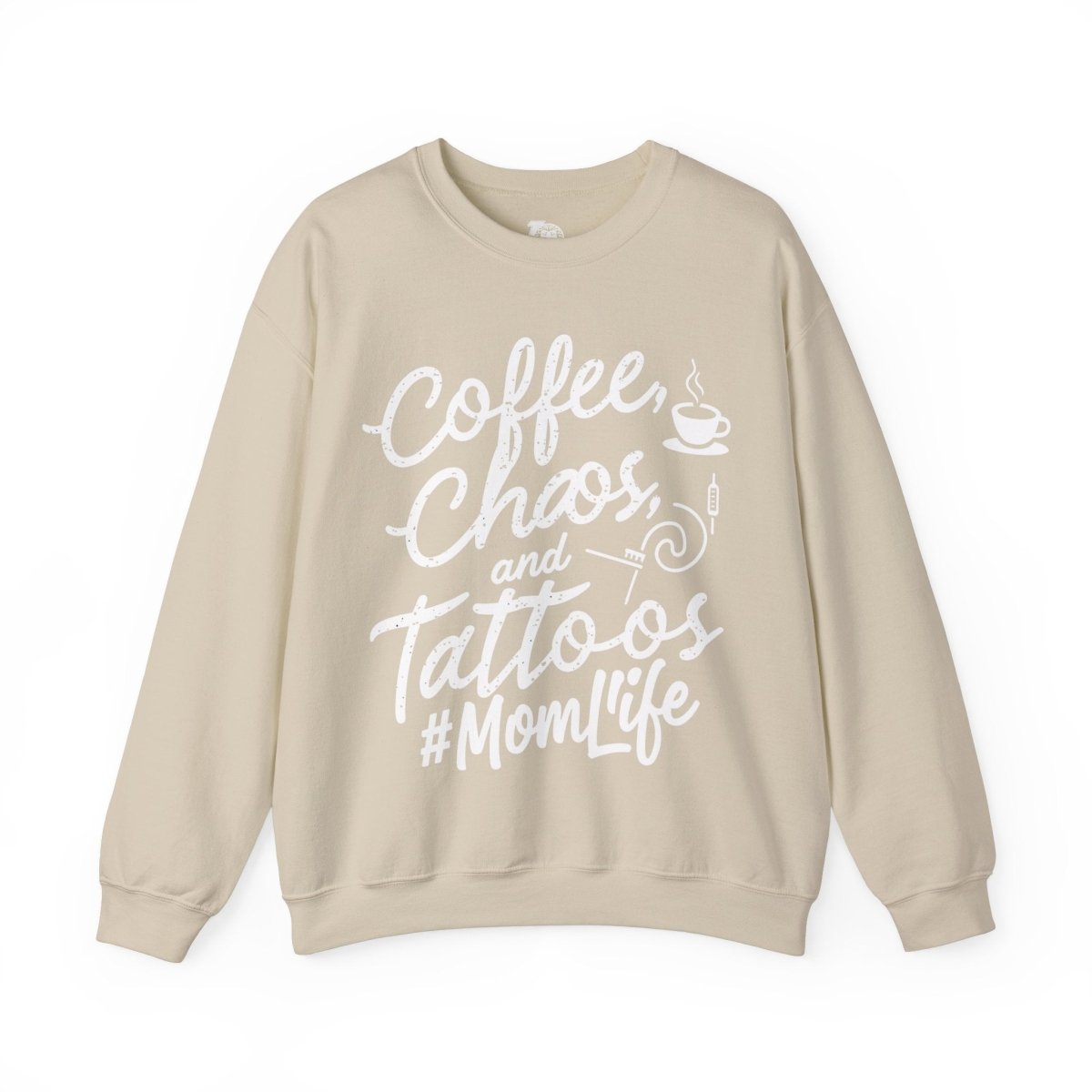 Coffee, Chaos, and Tattoos – #MomLife Unisex Crewneck Sweatshirt - Tattoo Unleashed