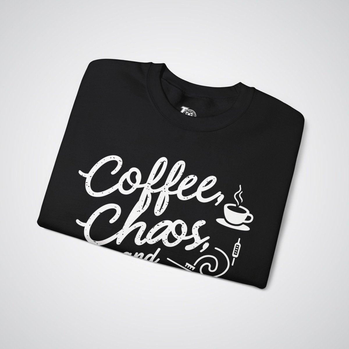 Coffee, Chaos, and Tattoos – #MomLife Unisex Crewneck Sweatshirt - Tattoo Unleashed