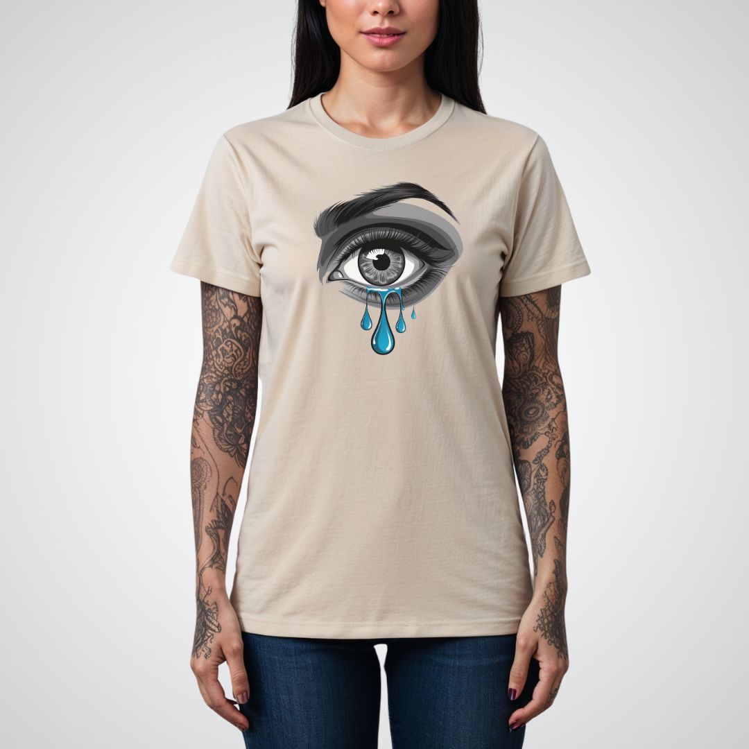 Crying Eye with Tears Realism Tattoo Unisex T-Shirt - Tattoo Unleashed