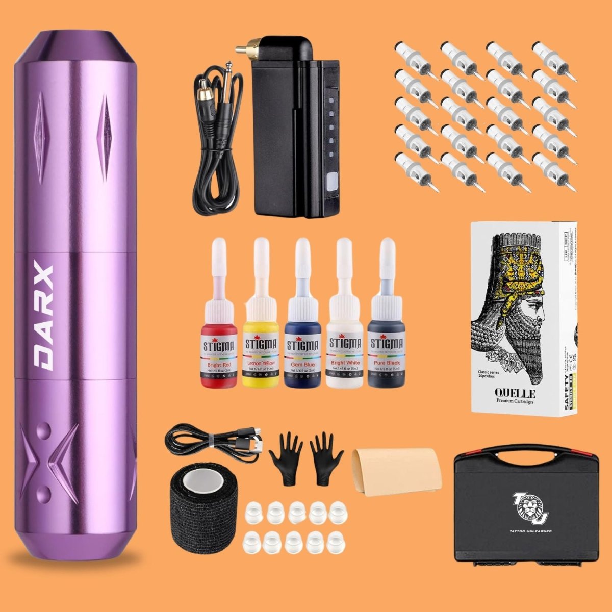 Darx 2.0 Wireless Tattoo Pen Kit - Purple - Tattoo Unleashed