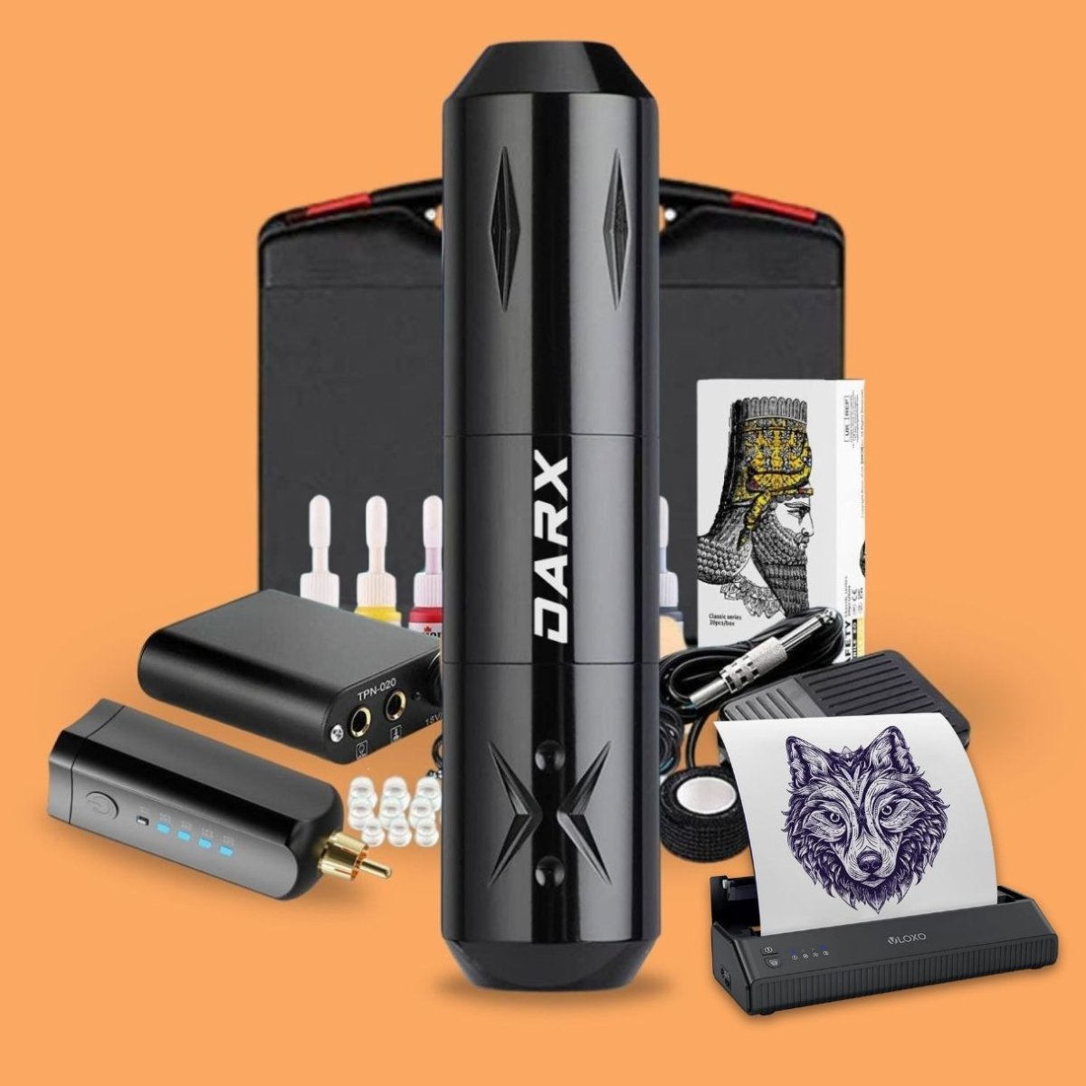 Darx Wireless Tattoo Pen Kit with Tattoo Printer - Tattoo Unleashed