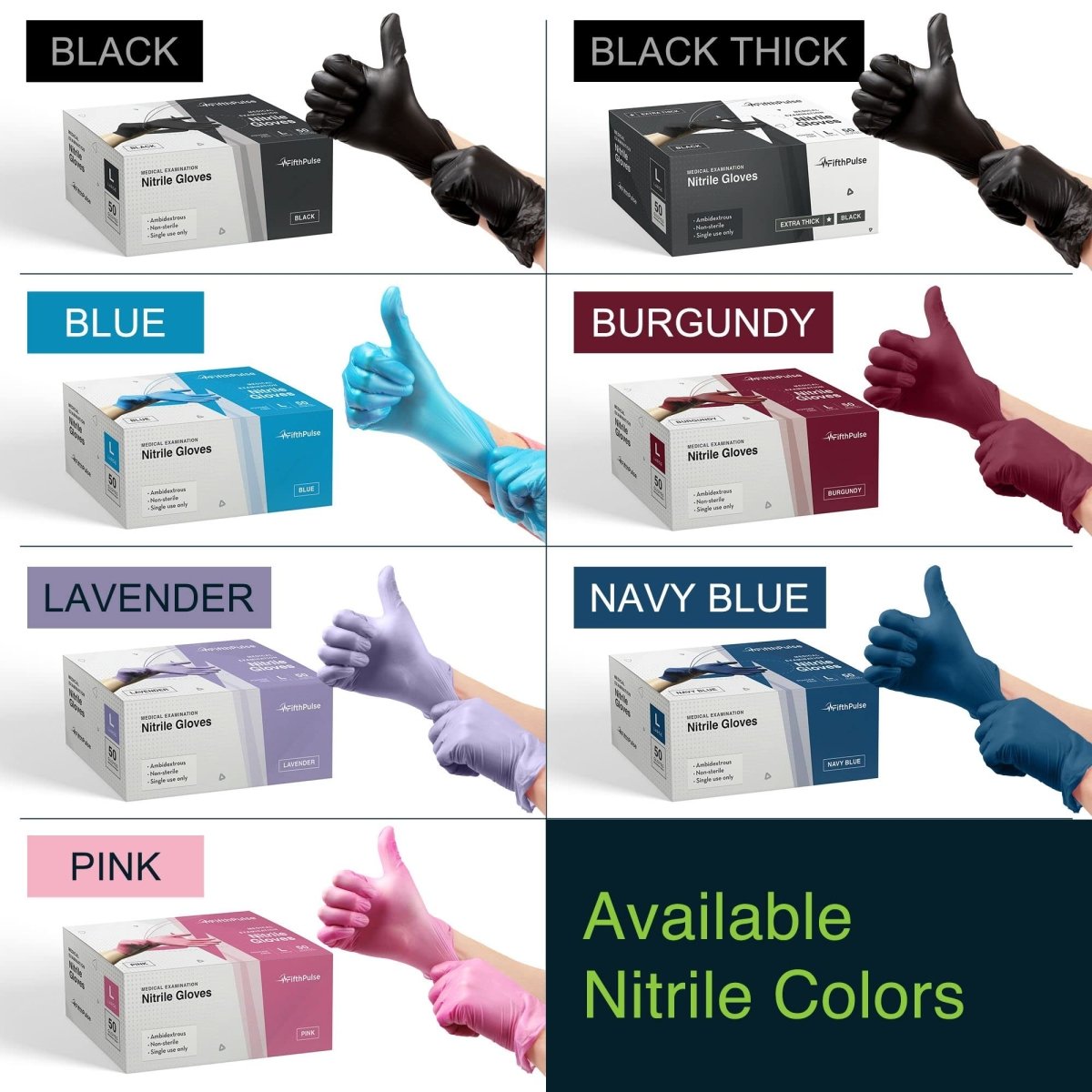 Disposable Black Nitrile Gloves by FifthPulse - Large 50pcs - Tattoo Unleashed
