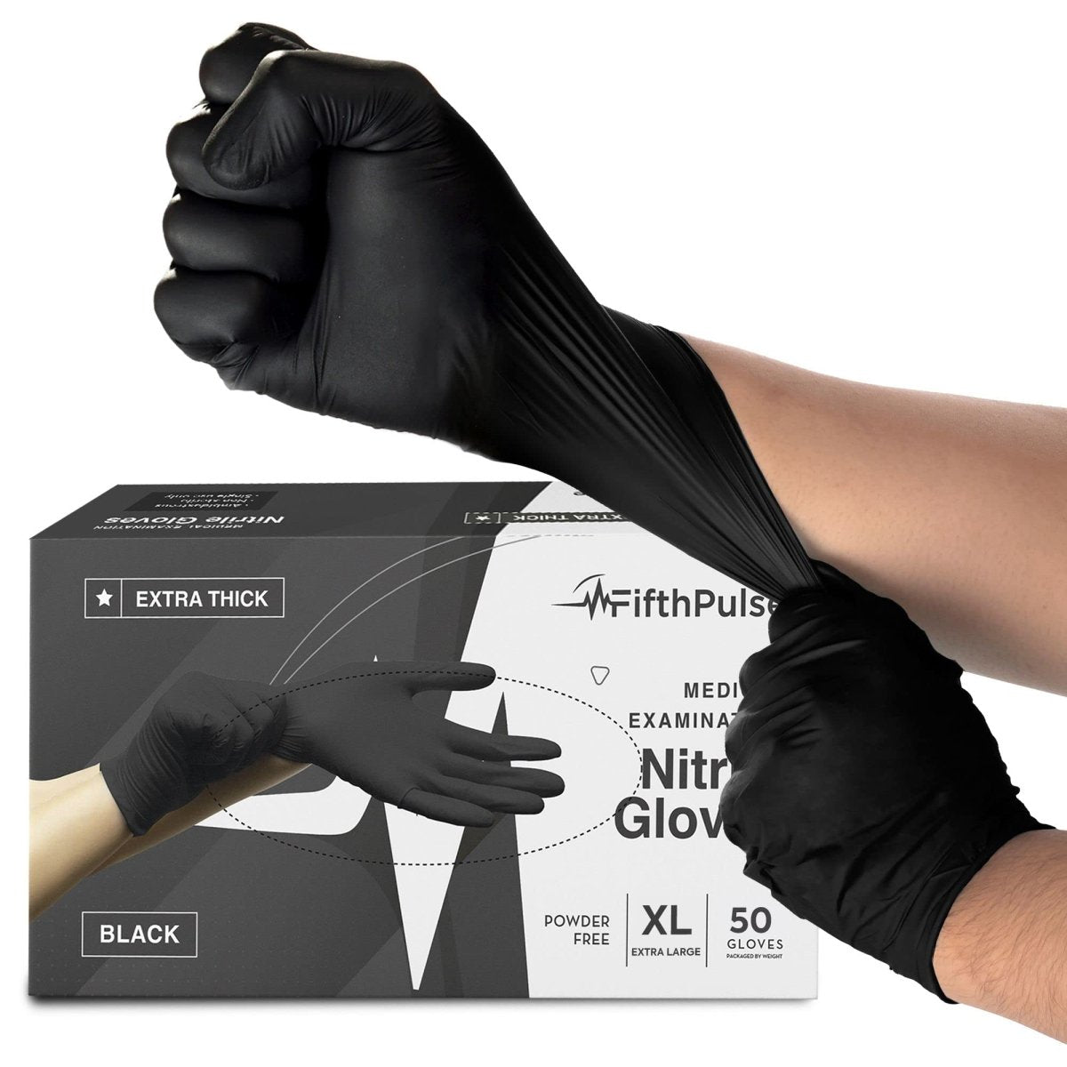 Disposable Black Nitrile Gloves by FifthPulse - Large 50pcs - Tattoo Unleashed