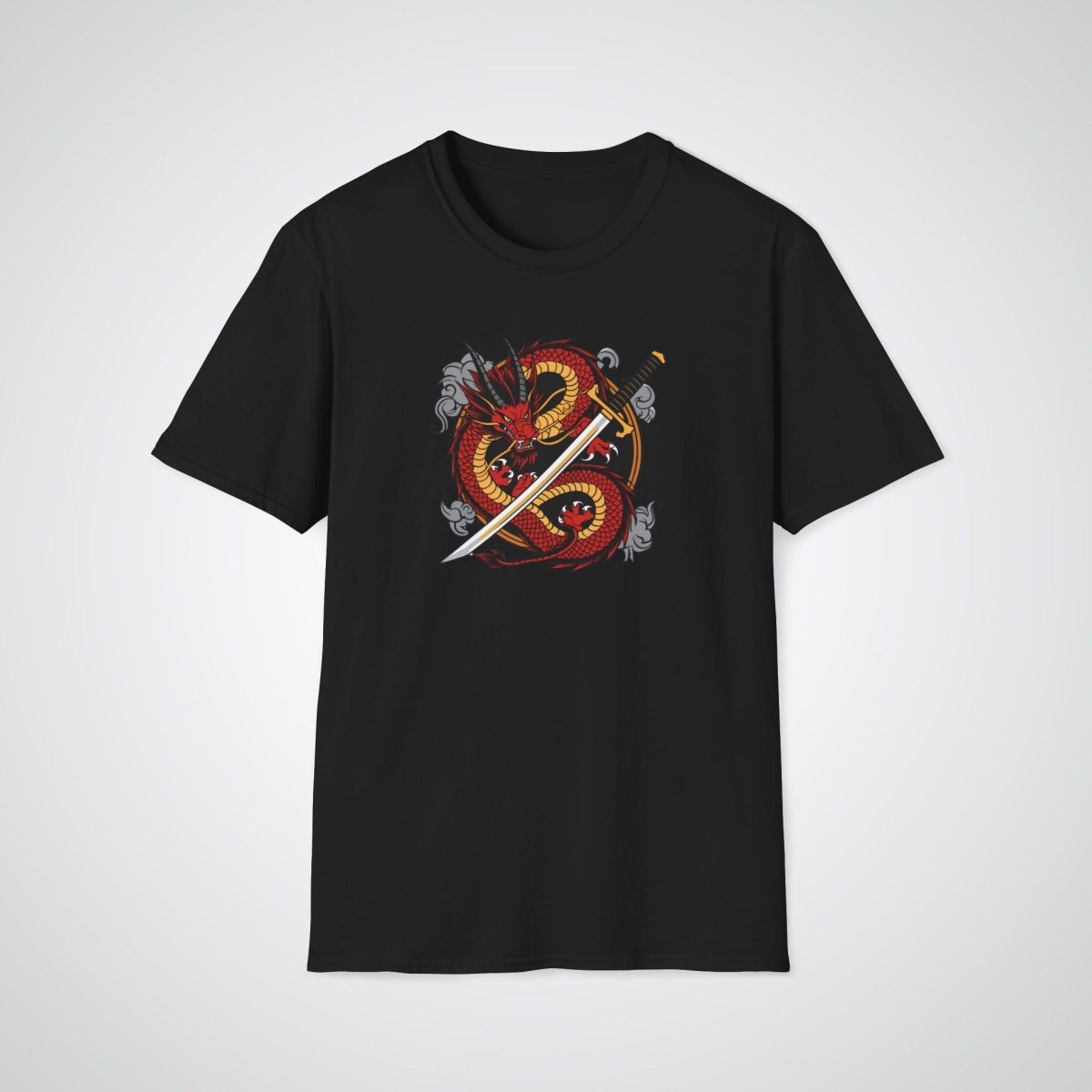 Dragon Coiled Around a Katana Japanese Tattoo Unisex T-Shirt - Tattoo Unleashed