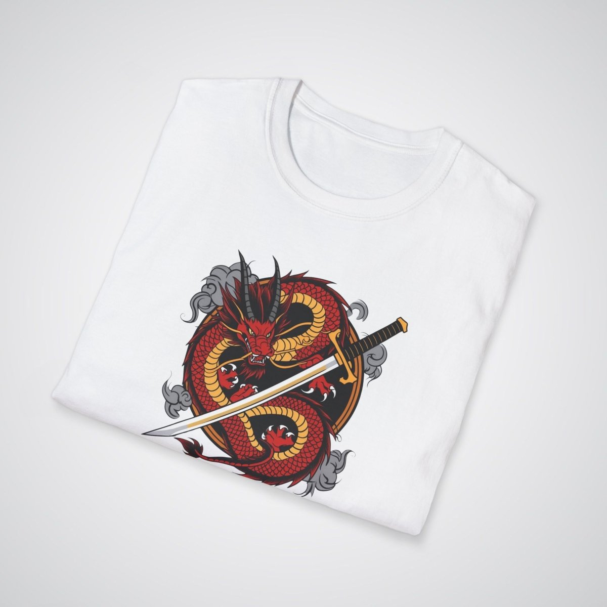 Dragon Coiled Around a Katana Japanese Tattoo Unisex T-Shirt - Tattoo Unleashed