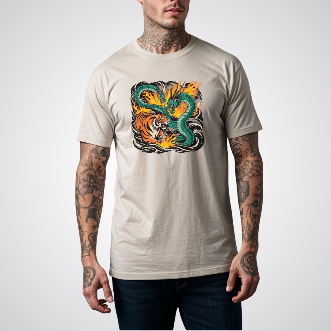 Dragon vs Tiger Japanese Tattoo Unisex T-Shirt - Tattoo Unleashed