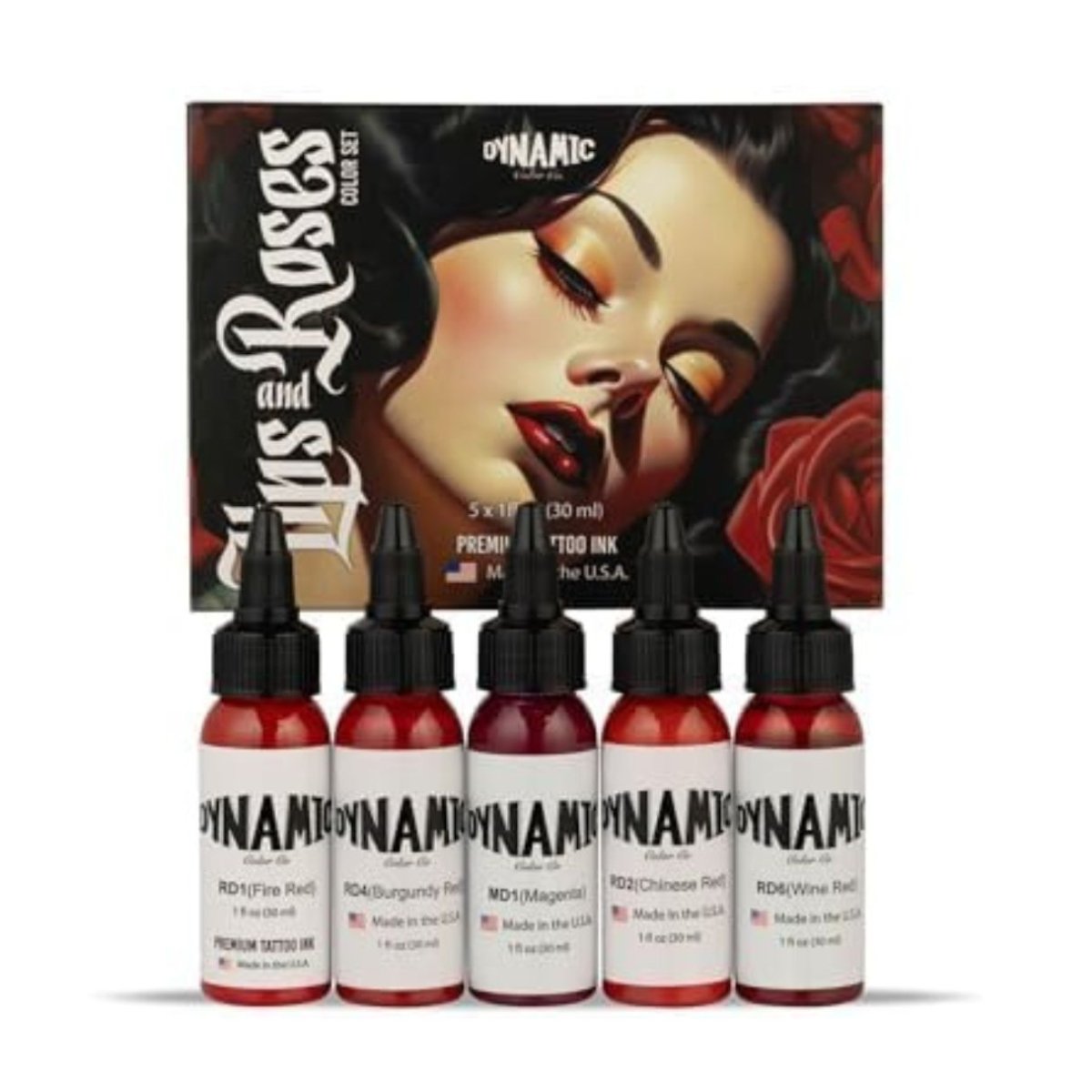 Dynamic Color Co Dynamic Color Co Ink Set - Lips and Roses 1oz Color Set - Tattoo Unleashed