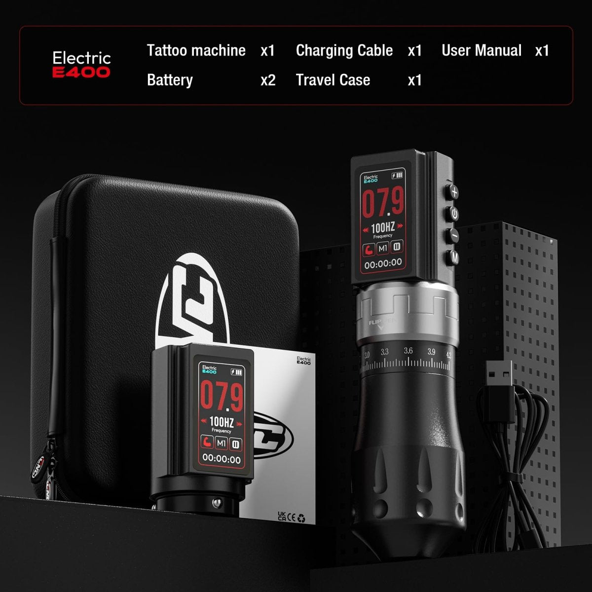 E400 Wireless Tattoo Pen Machine - Black - Tattoo Unleashed