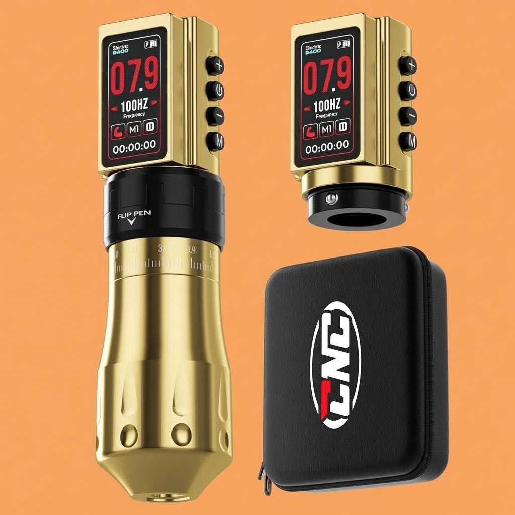 E400 Wireless Tattoo Pen Machine - Gold - Tattoo Unleashed