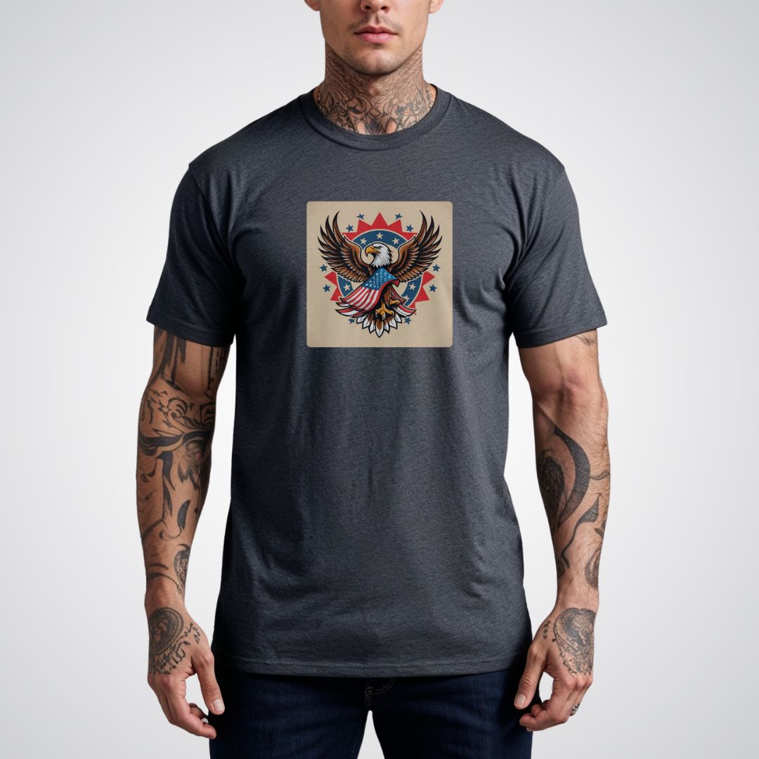 Eagle with American Flag Neo - Traditional Tattoo Unisex T-Shirt - Tattoo Unleashed