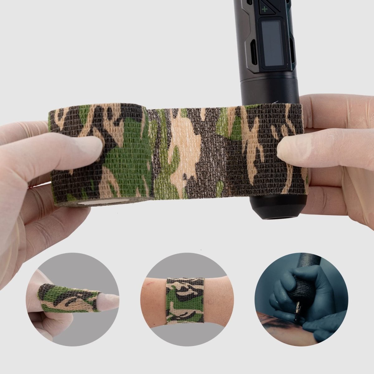 EZ Tattoo Grip Tape - 24pcs Camo Self Adhesive Bandage (1in x 5yd) for Tattoo Machine - Tattoo Unleashed