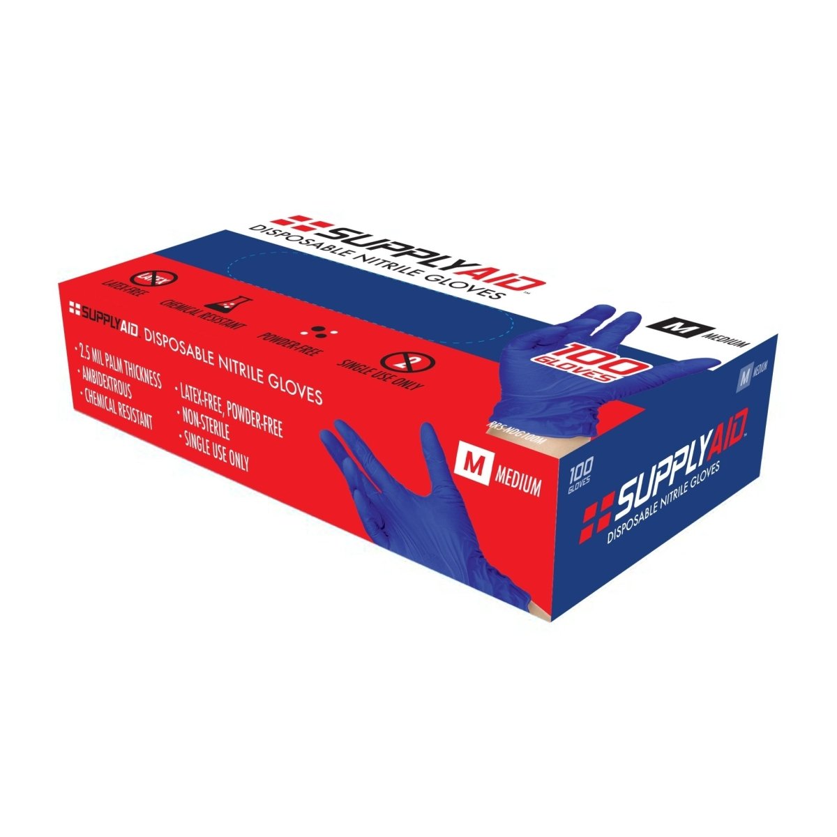 SUPPLYAID Nitrile Disposable Gloves Powder-Free