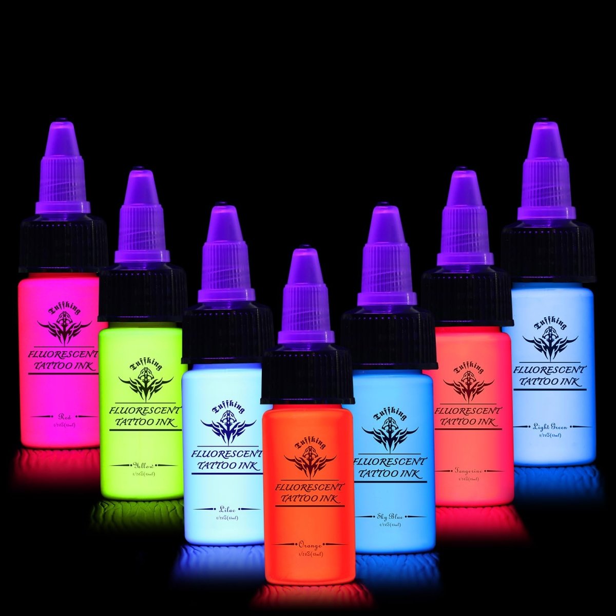Flourescent Tattoo Ink Color Set by Tuffking (1/2 fl oz(15ml), 7 color) - Tattoo Unleashed