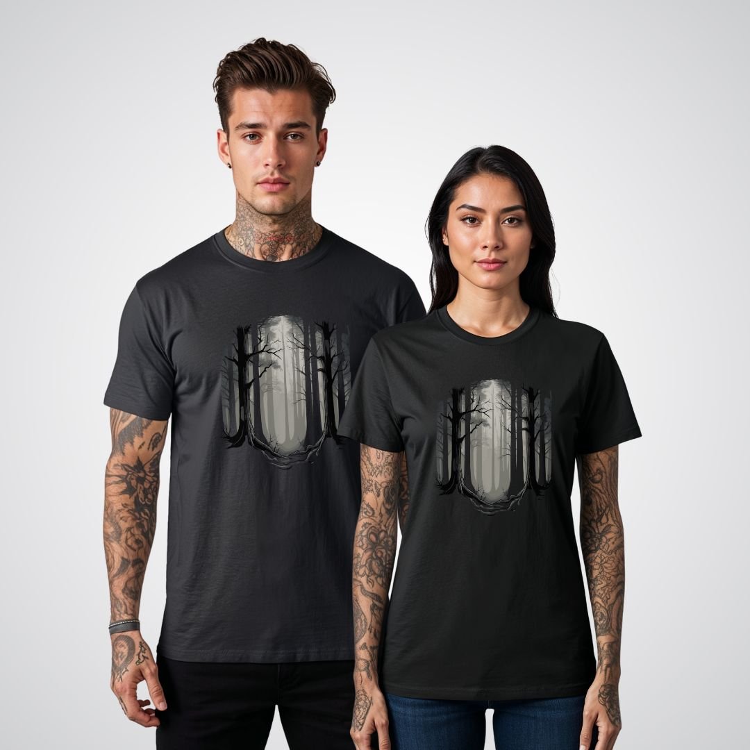 Forest of Trees with Fog Realism Tattoo Unisex T-Shirt - Tattoo Unleashed