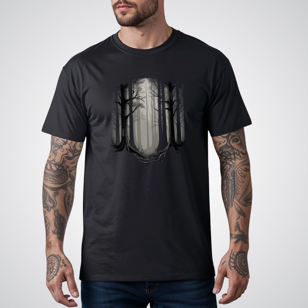 Forest of Trees with Fog Realism Tattoo Unisex T-Shirt - Tattoo Unleashed