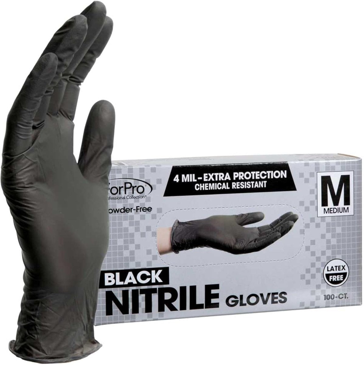 ForPro Nitrile Gloves, Powder-Free, Latex-Free, 4 Mil, Medium, 100-Count - Tattoo Unleashed