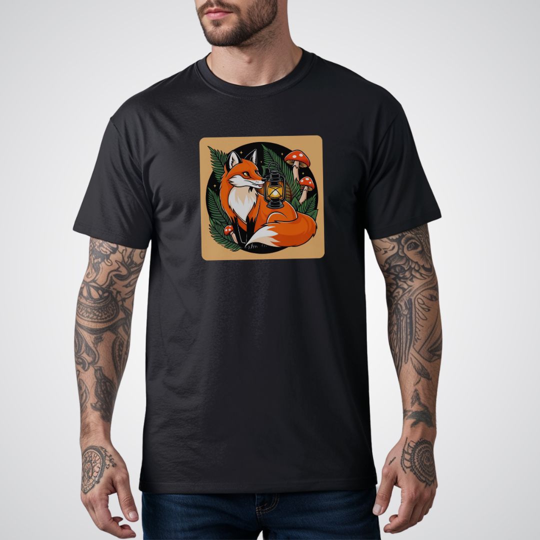 Fox with Lantern Neo - Traditional Tattoo Unisex T-Shirt - Tattoo Unleashed