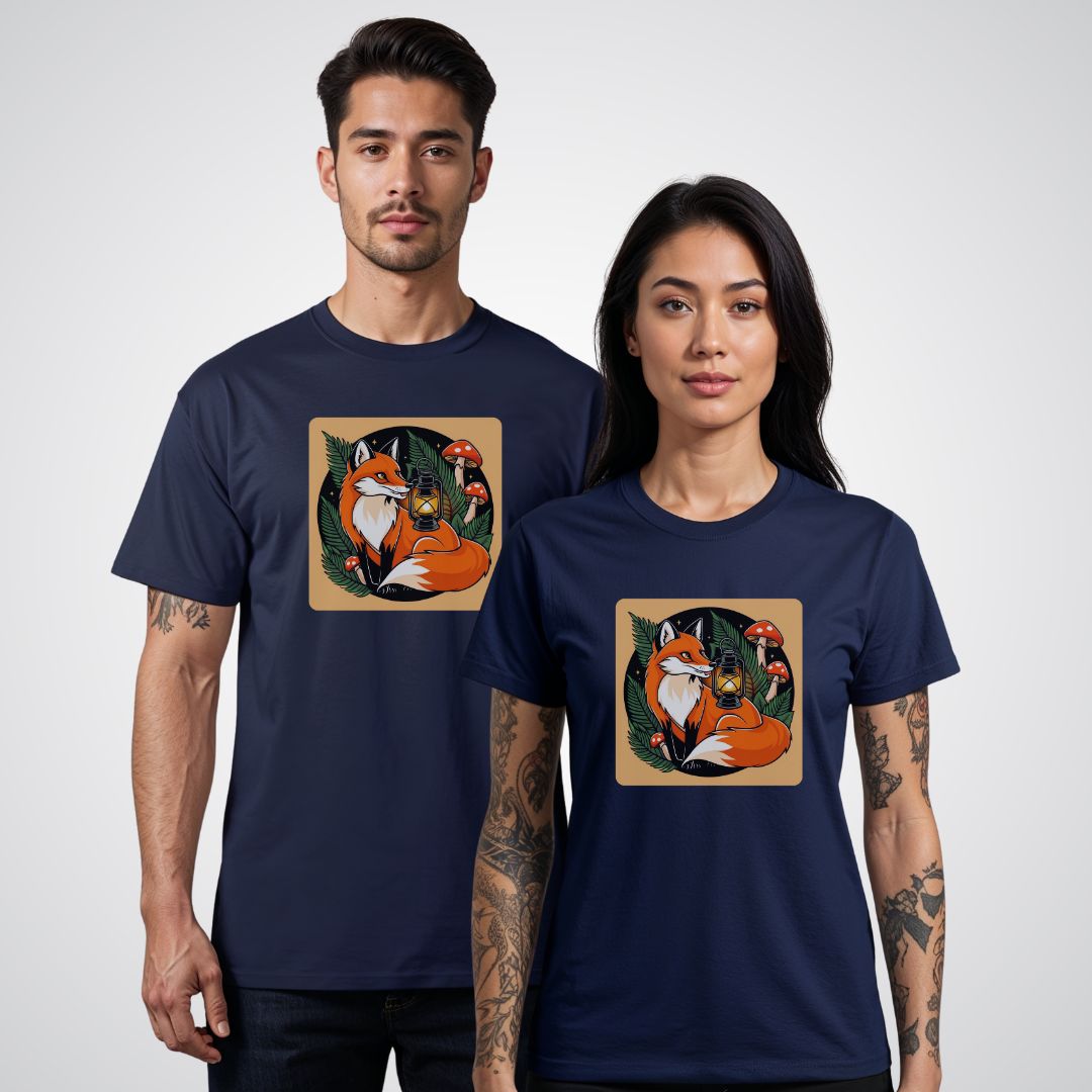 Fox with Lantern Neo - Traditional Tattoo Unisex T-Shirt - Tattoo Unleashed